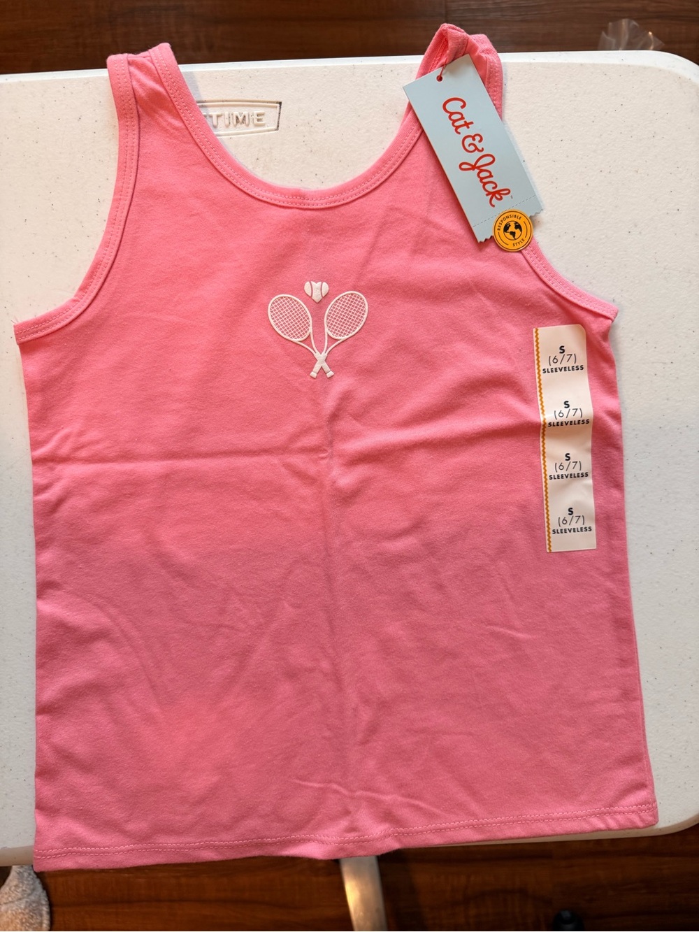 Cat & Jack Pink Girls Tennis Graphic Tank